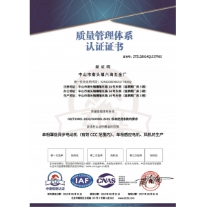 iso9001国际质量管理体系认证证书